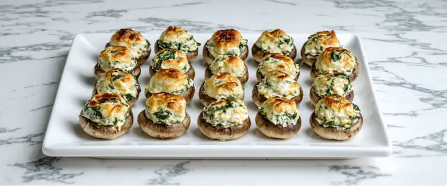3-Ingredient Cheesy Spinach Stuffed Mushrooms