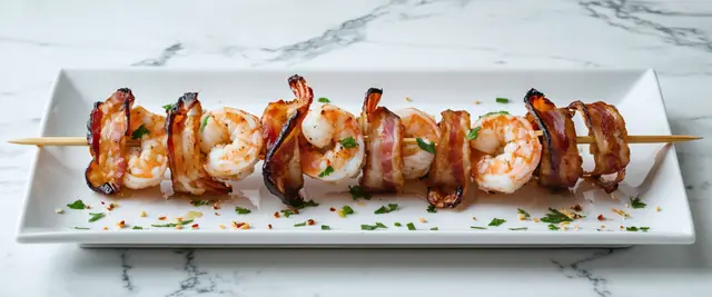 Air-Fried Bacon-Wrapped Shrimp Skewers