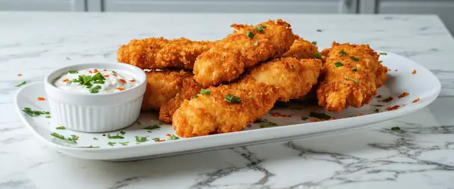 Air-Fried Buffalo Chicken Tenders with Tangy Sauce