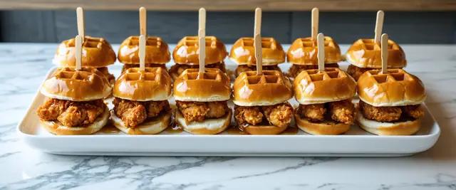 Air-Fried Chicken and Waffle Sliders with Maple Syrup