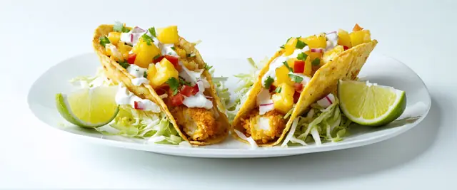 Air-Fried Coconut Crusted White Fish Tacos with Pineapple Salsa