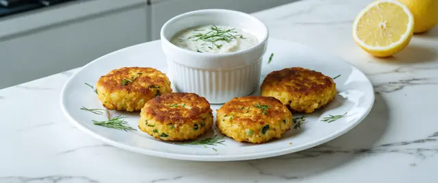 Air-Fried Mediterranean Chickpea Patties with Tzatziki Sauce