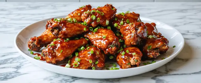 Air-Fried Raspberry Chipotle Glazed Wings with Green Onions