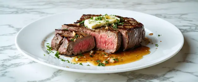 Air-Fried Ribeye Steak with Herb Butter