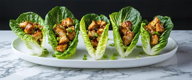 Air-Fried Sesame Soy Chicken Lettuce Wraps with Water Chestnuts