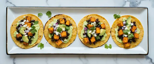 Air-Fried Sweet Potato and Black Bean Tostadas with Avocado
