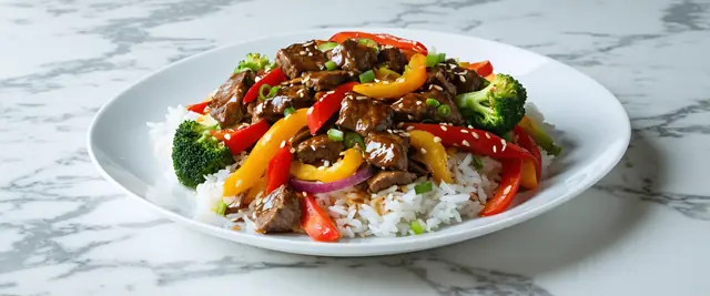 Air-Fried Teriyaki Beef Stir-Fry with Colorful Vegetables