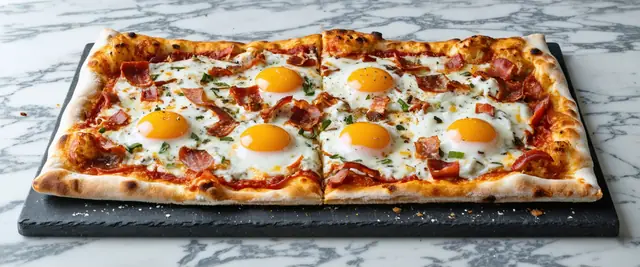 Bacon and Egg Breakfast Pizza with Sun-Dried Tomato Infusion
