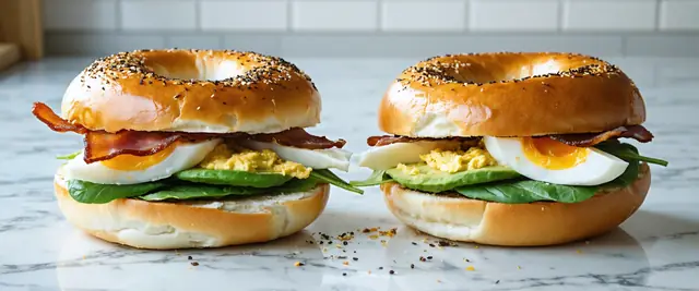 Bagel Breakfast Sandwiches with Avocado Spread