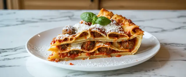 Baked Pasta Cake with Meatballs and Ricotta Frosting