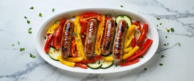 Baked Sausage and Peppers with Zucchini