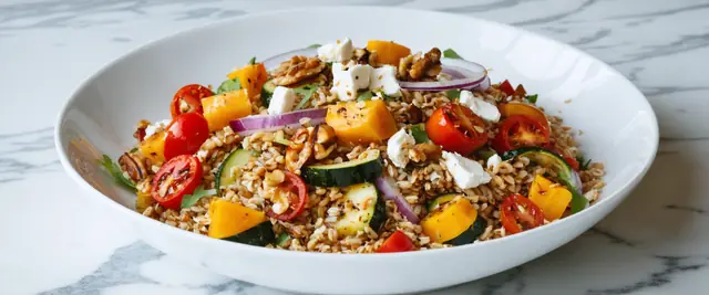 Balsamic Farro And Roasted Vegetable Salad