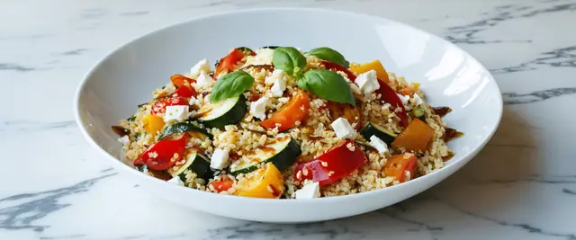 Balsamic Glazed Couscous with Roasted Vegetables