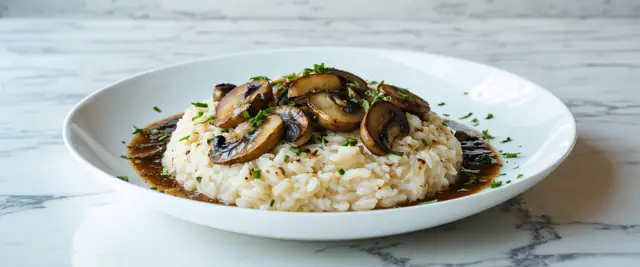 Balsamic Glazed Mushroom Risotto with Truffle Oil