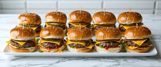 Beef and Cheddar Sliders with Pickles