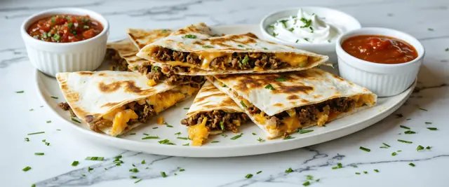 Beef and Cheese Quesadillas with Mild Salsa