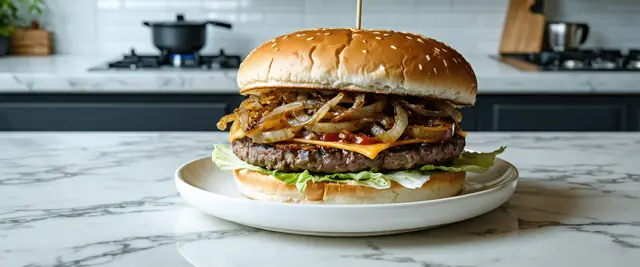 Beef Burger with Caramelized Onions