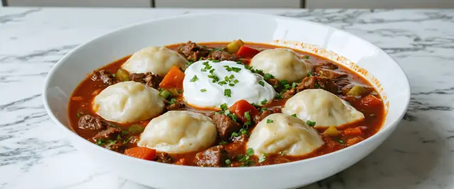 Beef Stew with Dumplings (Galuskás Pörkölt)