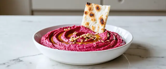 Beet Hummus Dip with Toasted Sesame Seeds