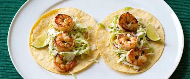 Blackened Shrimp Tacos with Cilantro Lime Slaw