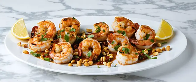 Blackened Shrimp with Sun-Dried Tomato Pesto and Pine Nuts