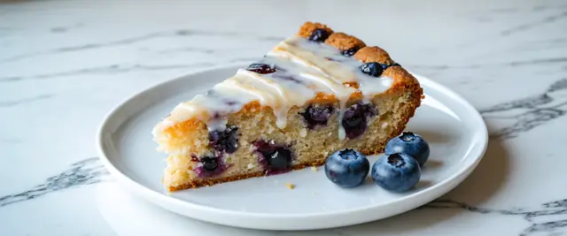 Blueberry Oatmeal Cake with Vanilla Glaze Drizzle