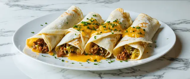 Bratwurst and Cabbage Crepes with Cheese