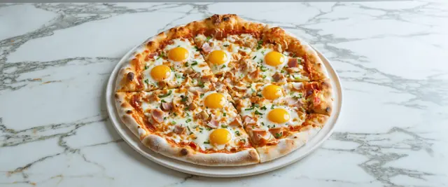 Breakfast Pizza with Scrambled Eggs and Ham