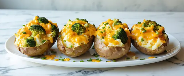 Broccoli and Cheddar Stuffed Potatoes with Chives