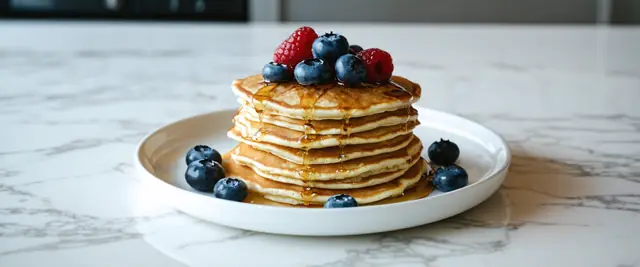 Buckwheat Pancakes with Berry Compote and Honey Drizzle