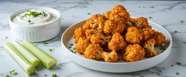Buffalo Cauliflower Bites with Blue Cheese Dip