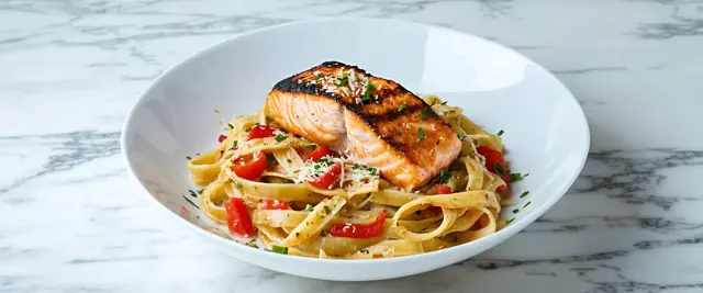 Cajun Salmon Fettuccine with Creamy Cajun Sauce