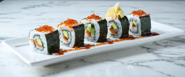 Carrot and Cucumber Sushi Rolls with Spicy Sriracha Mayo