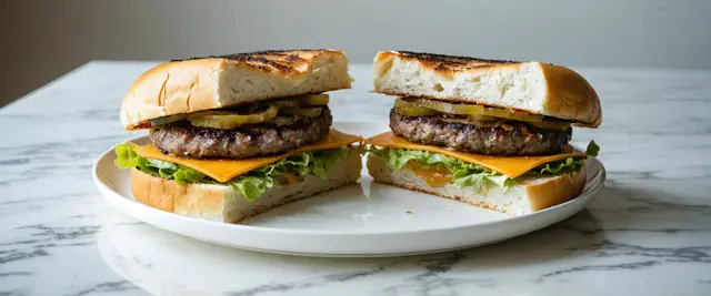 Cheddar and Caramelized Onion Burger with Dijon Mustard