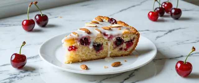 Cherry Almond Coffee Cake with Vanilla Glaze