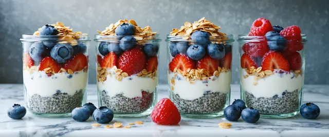 Chia Seed Pudding Parfait with Mixed Berry Medley