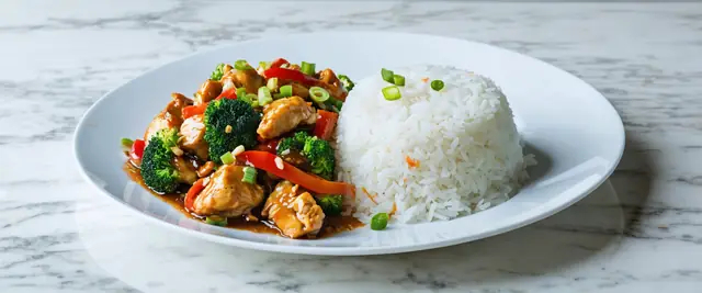 Chicken and Veggie Stir-Fry with Plain Rice