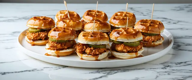 Chicken and Waffle Sliders with Spicy Maple Glaze