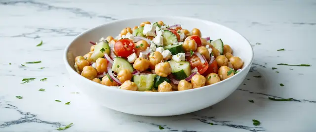Chickpea Salad with Cucumber and Tomato