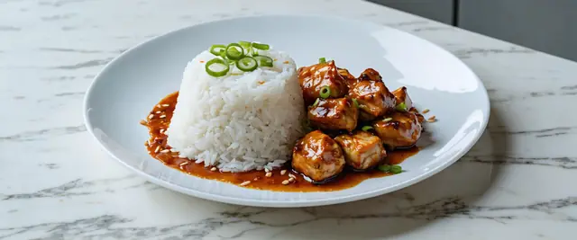 Chili Ginger Gochujang Chicken over Steamed Sticky Rice