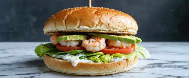 Chili Lime Shrimp Burger with Avocado