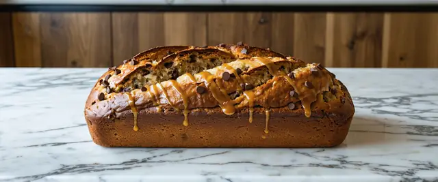 Chocolate Chip Banana Bread with Caramel Swirl