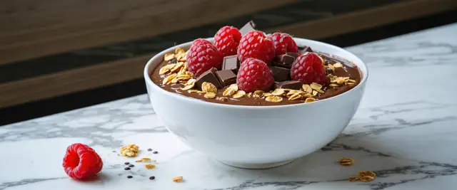Chocolate Protein Raspberry Smoothie Bowl