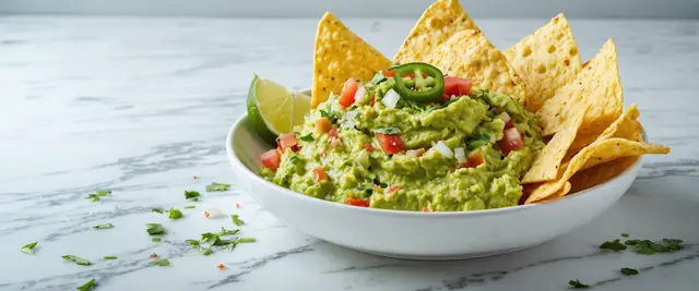 Chunky Guacamole with Homemade Tortilla Chips