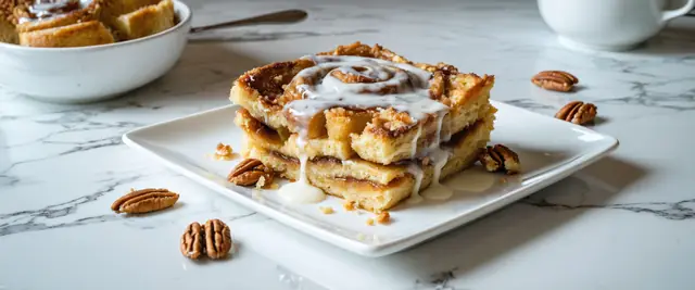 Cinnamon Roll French Toast Casserole with Pecan Streusel