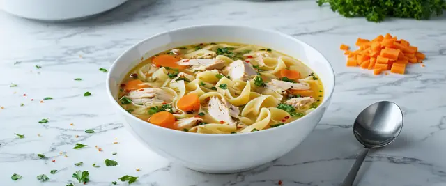 Classic Chicken Noodle Soup with Turmeric and Parsley