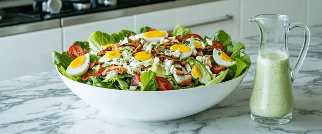 Cobb Salad with Grilled Chicken and Avocado Ranch Dressing