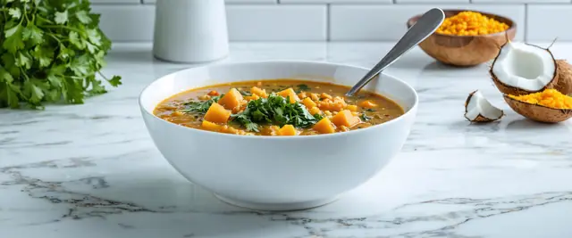 Coconut Curry Lentil and Butternut Squash Soup