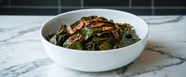 Collard Greens with Applewood Smoked Bacon and Nutmeg