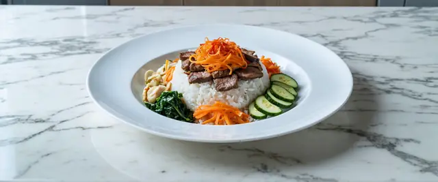 Colorful Bibimbap with Sesame Seeds